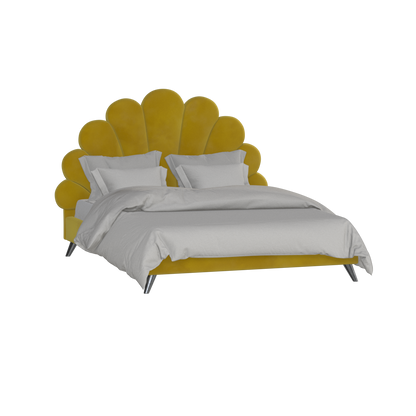 Evelina Curved Headboard Bed in Soft Upholstery