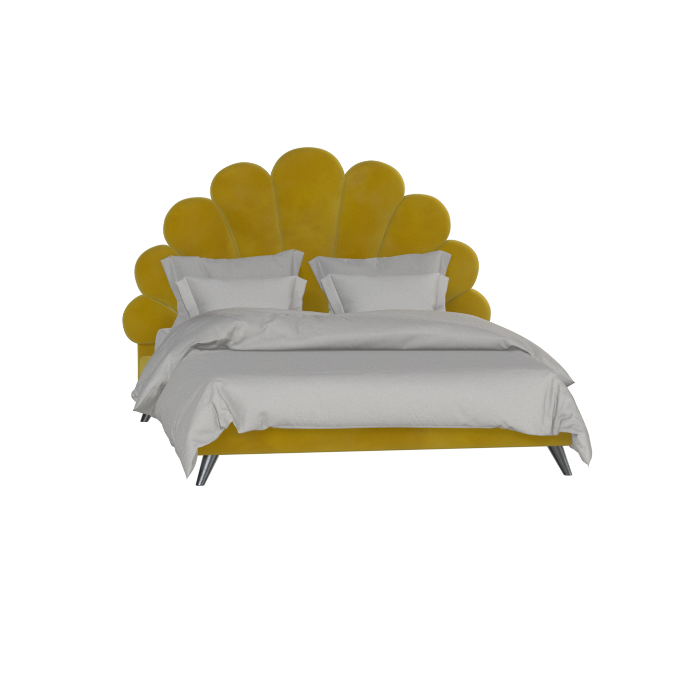 Evelina Curved Headboard Bed in Soft Upholstery