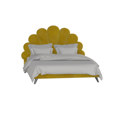 Evelina Curved Headboard Bed in Soft Upholstery
