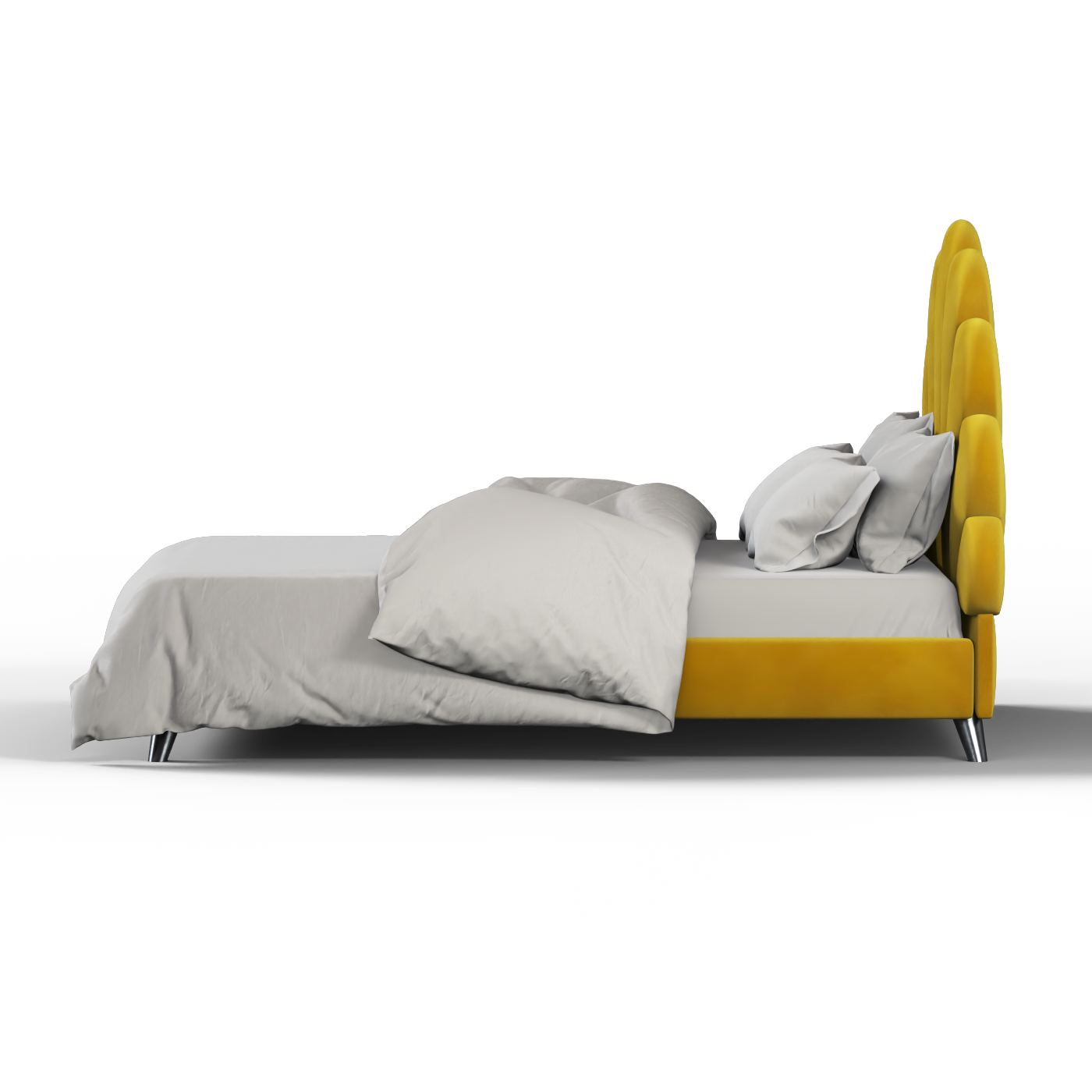 Evelina Curved Headboard Bed in Soft Upholstery