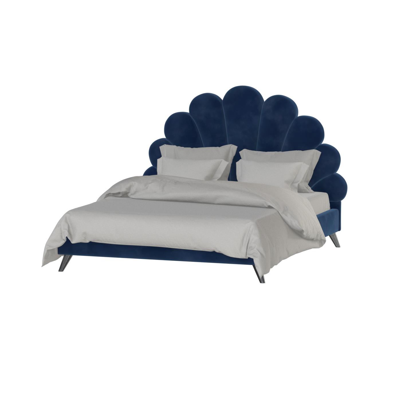Evelina Curved Headboard Bed in Soft Upholstery