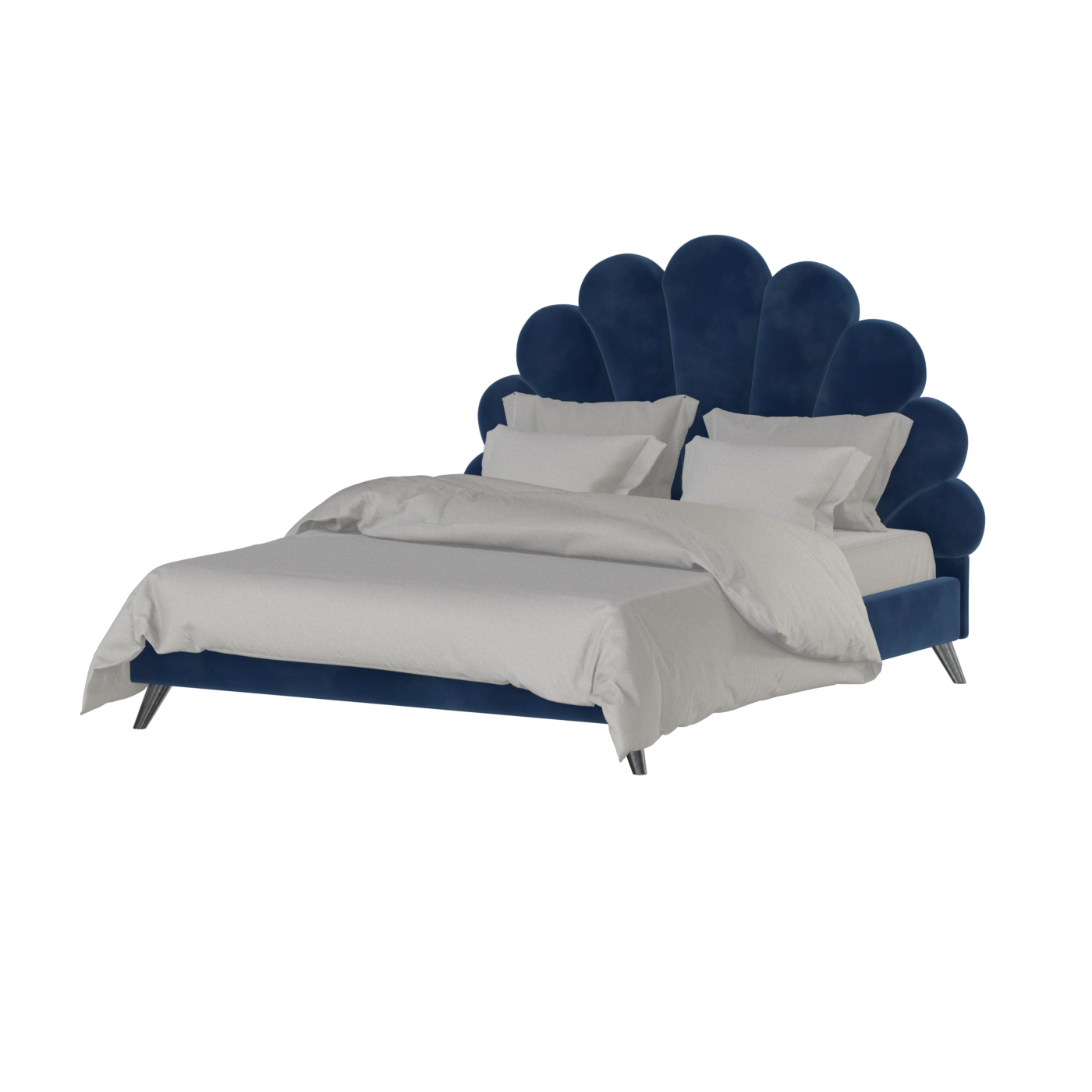 Evelina Curved Headboard Bed in Soft Upholstery