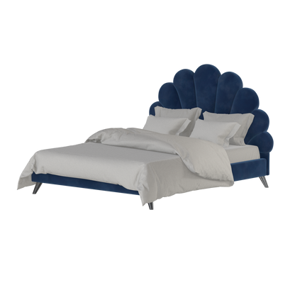 Evelina Curved Headboard Bed in Soft Upholstery