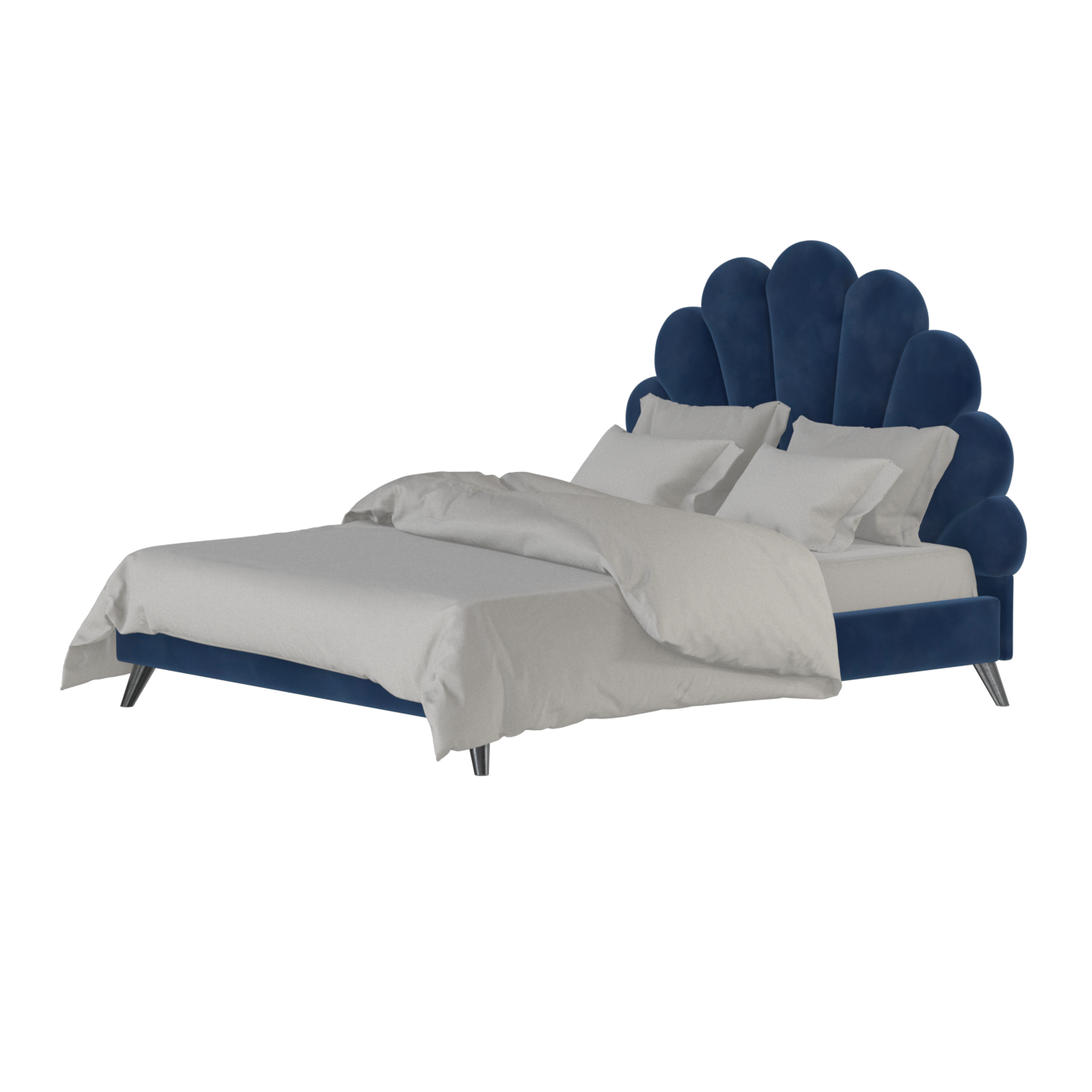 Evelina Curved Headboard Bed in Soft Upholstery