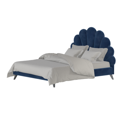 Evelina Curved Headboard Bed in Soft Upholstery