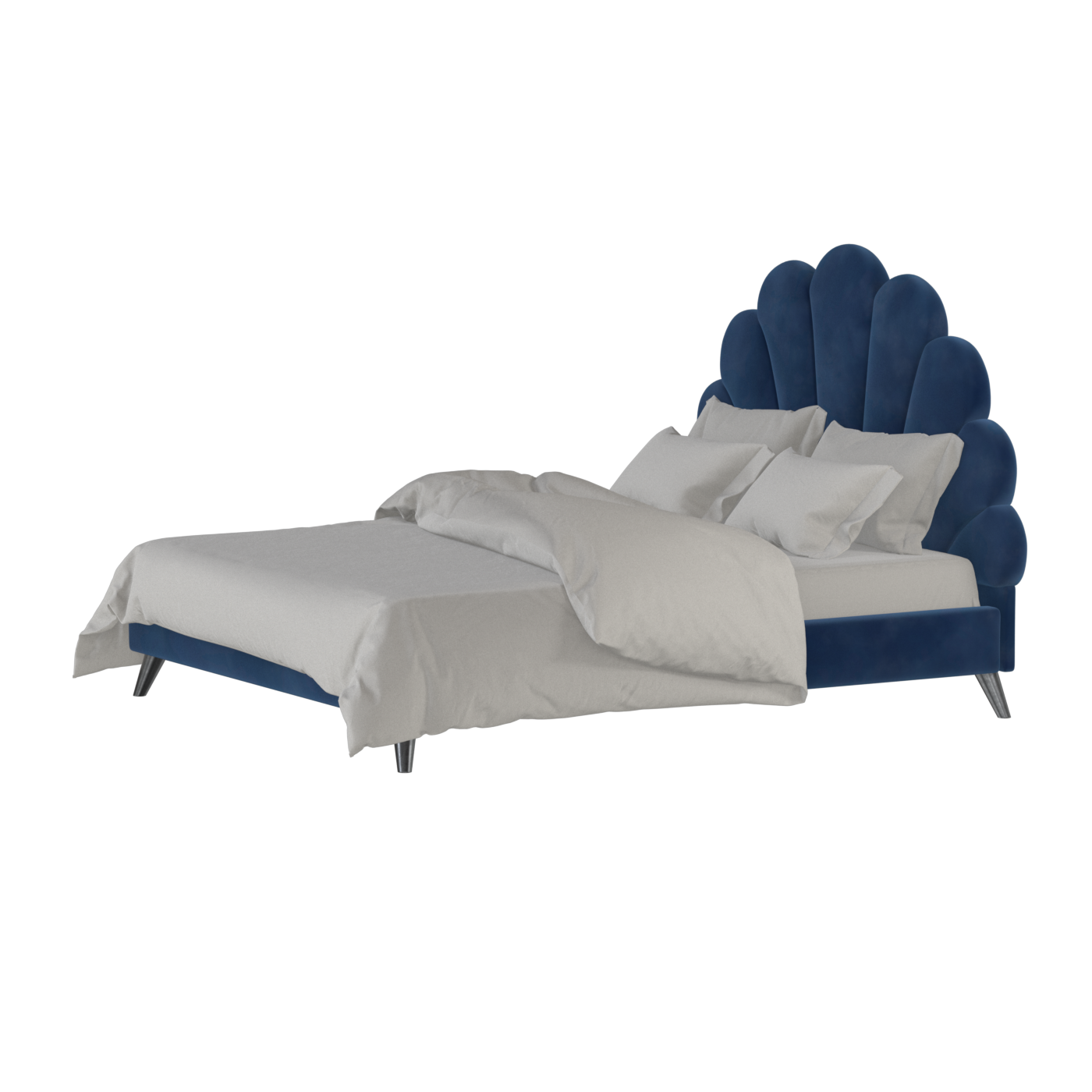Evelina Curved Headboard Bed in Soft Upholstery