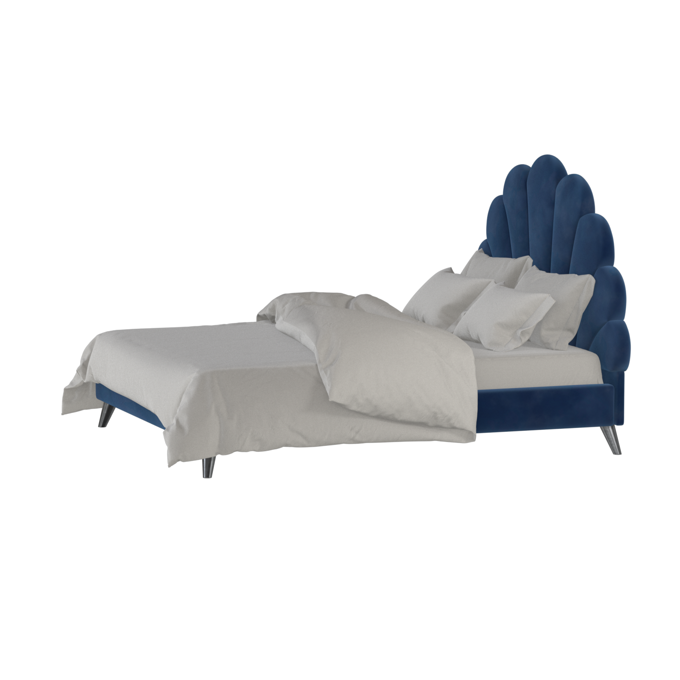 Evelina Curved Headboard Bed in Soft Upholstery