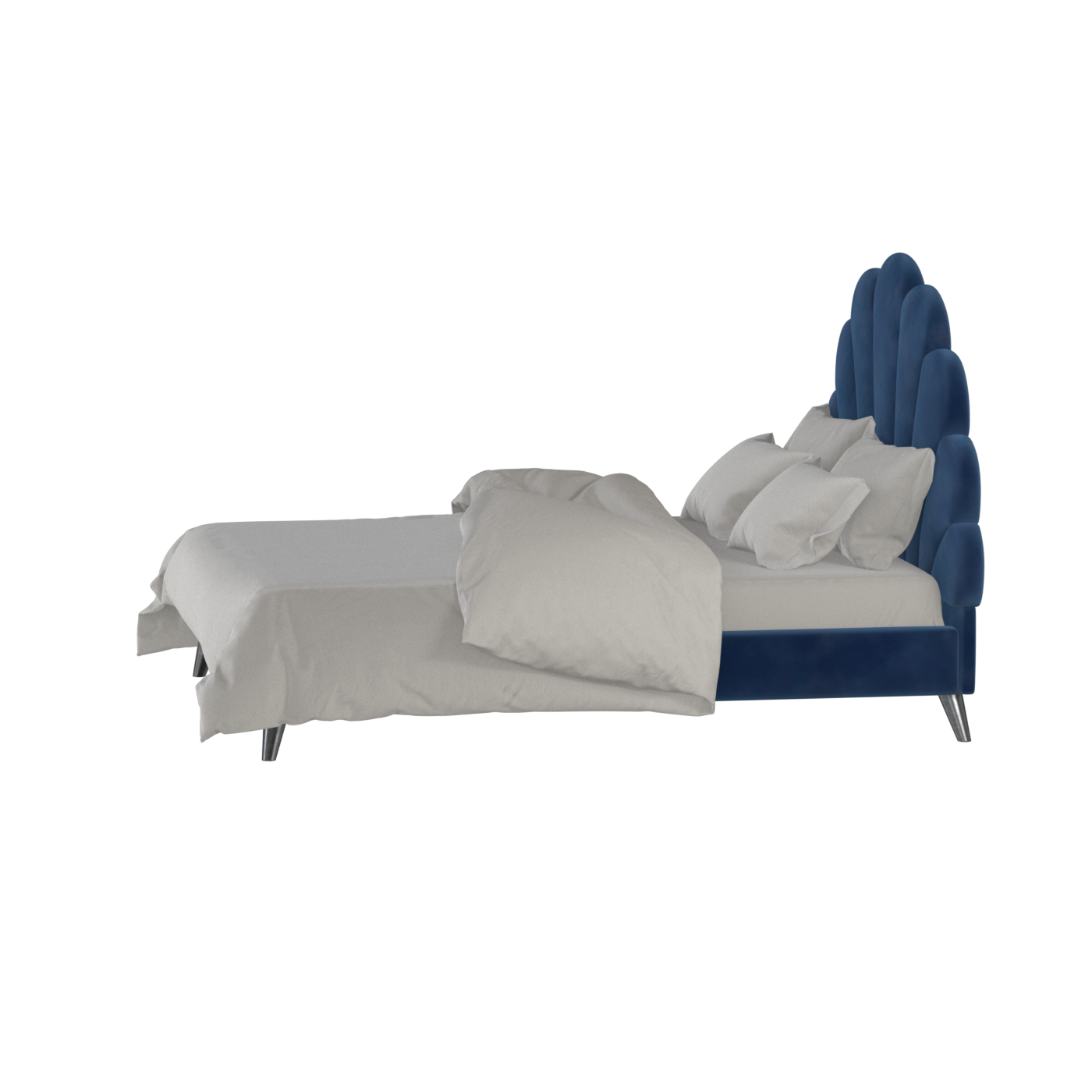 Evelina Curved Headboard Bed in Soft Upholstery