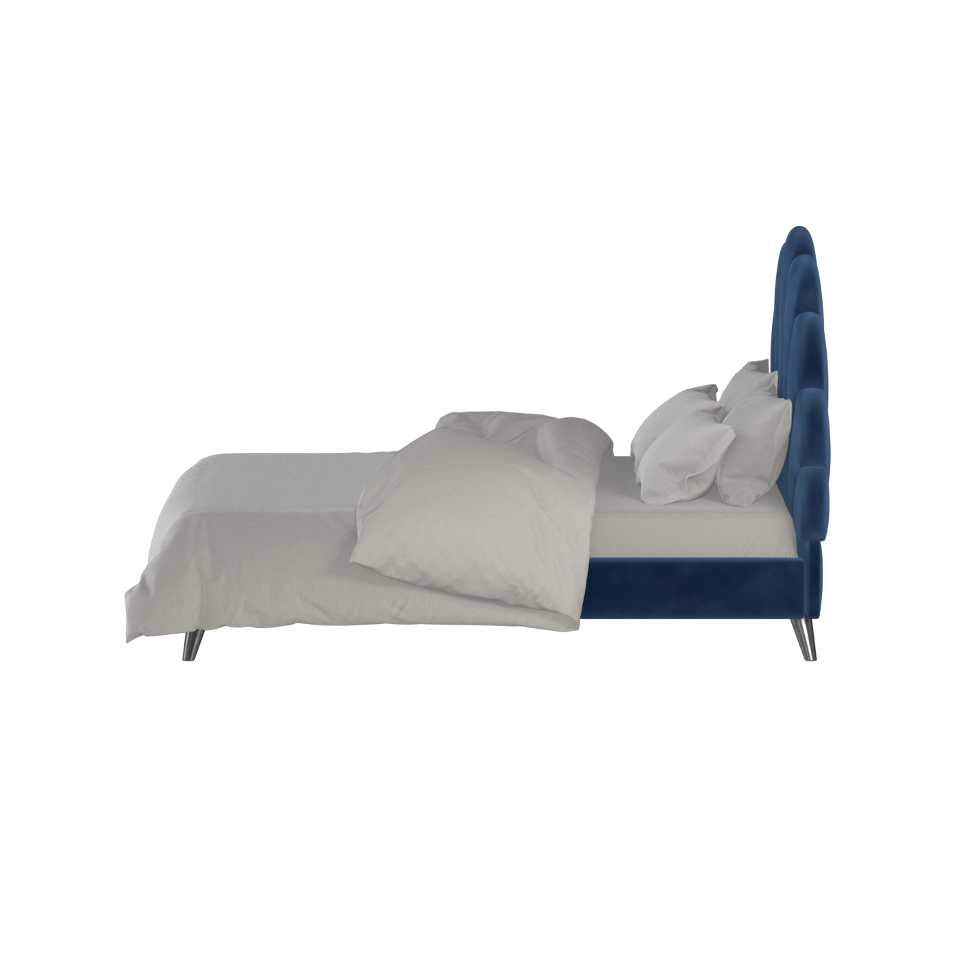 Evelina Curved Headboard Bed in Soft Upholstery