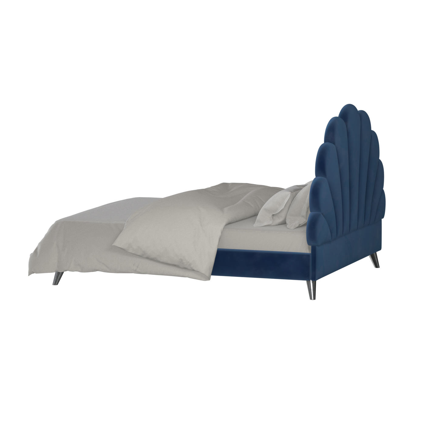 Evelina Curved Headboard Bed in Soft Upholstery