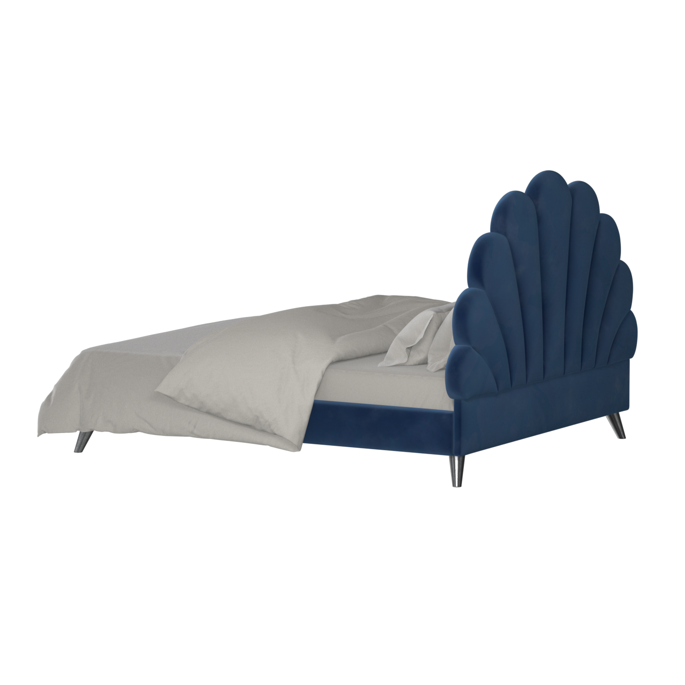 Evelina Curved Headboard Bed in Soft Upholstery