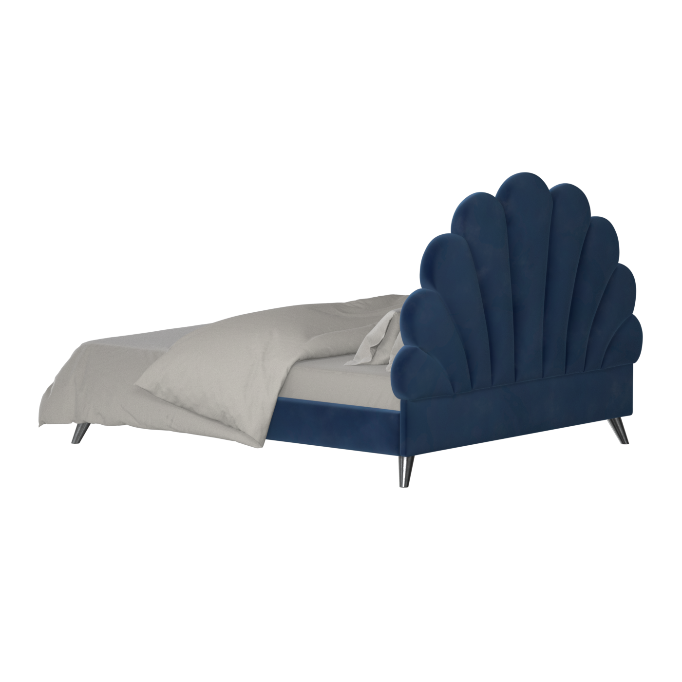 Evelina Curved Headboard Bed in Soft Upholstery