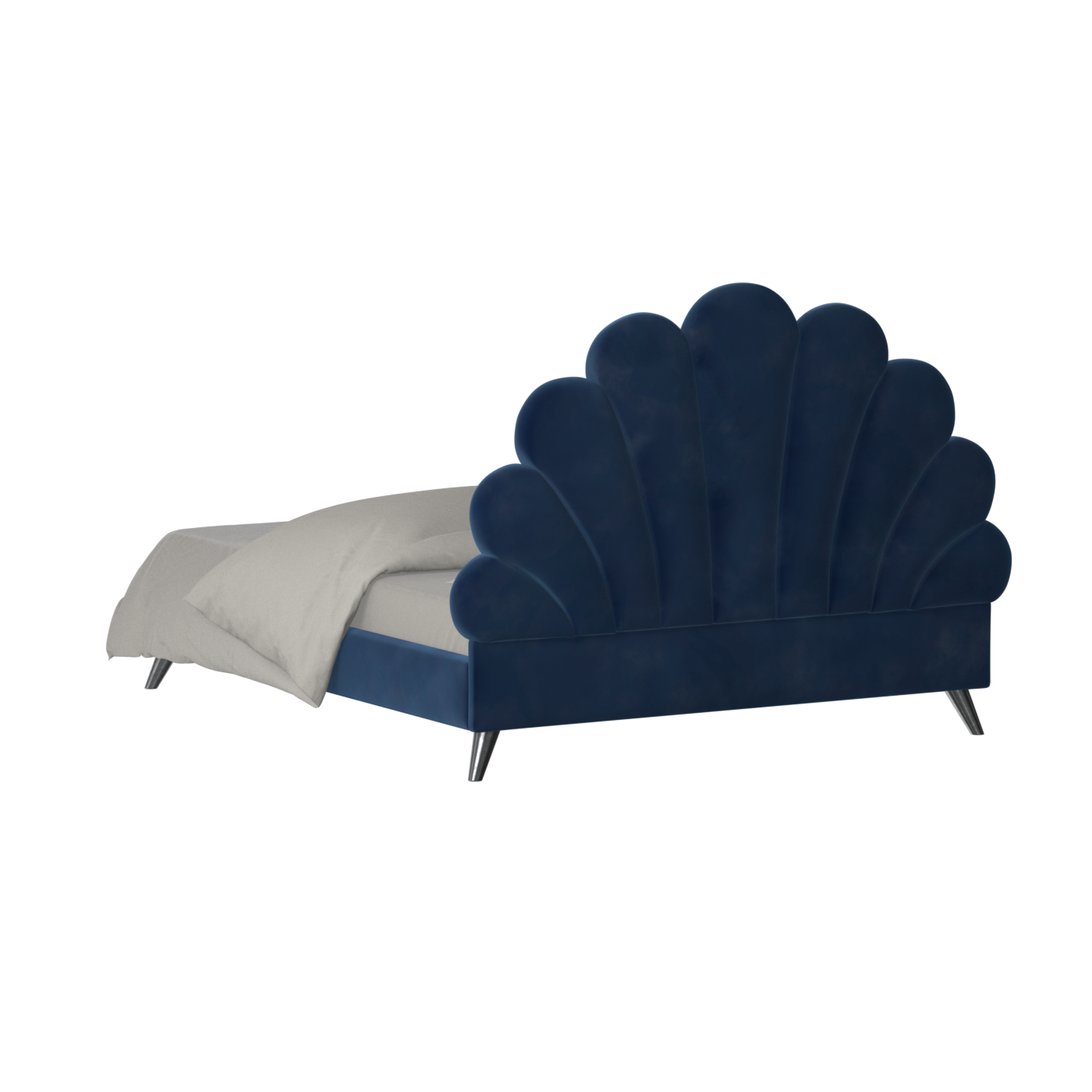 Evelina Curved Headboard Bed in Soft Upholstery