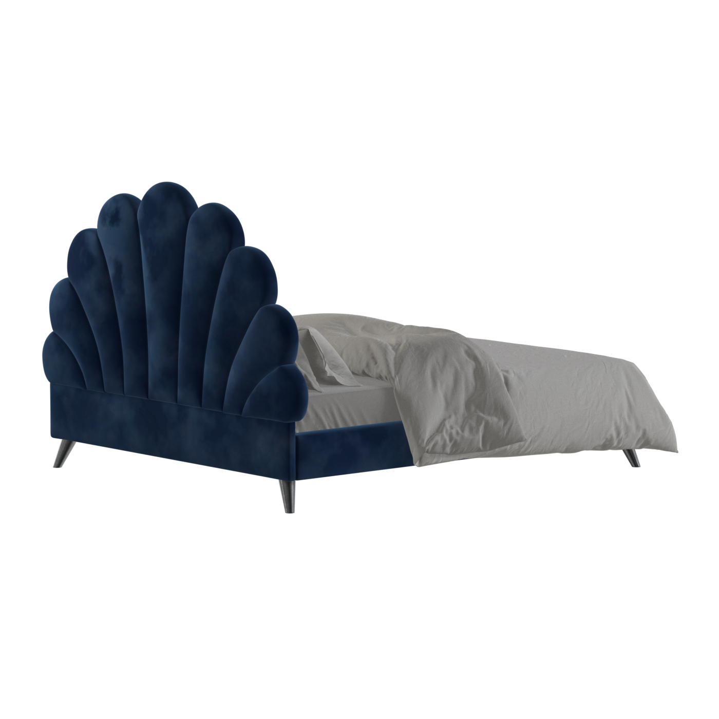 Evelina Curved Headboard Bed in Soft Upholstery