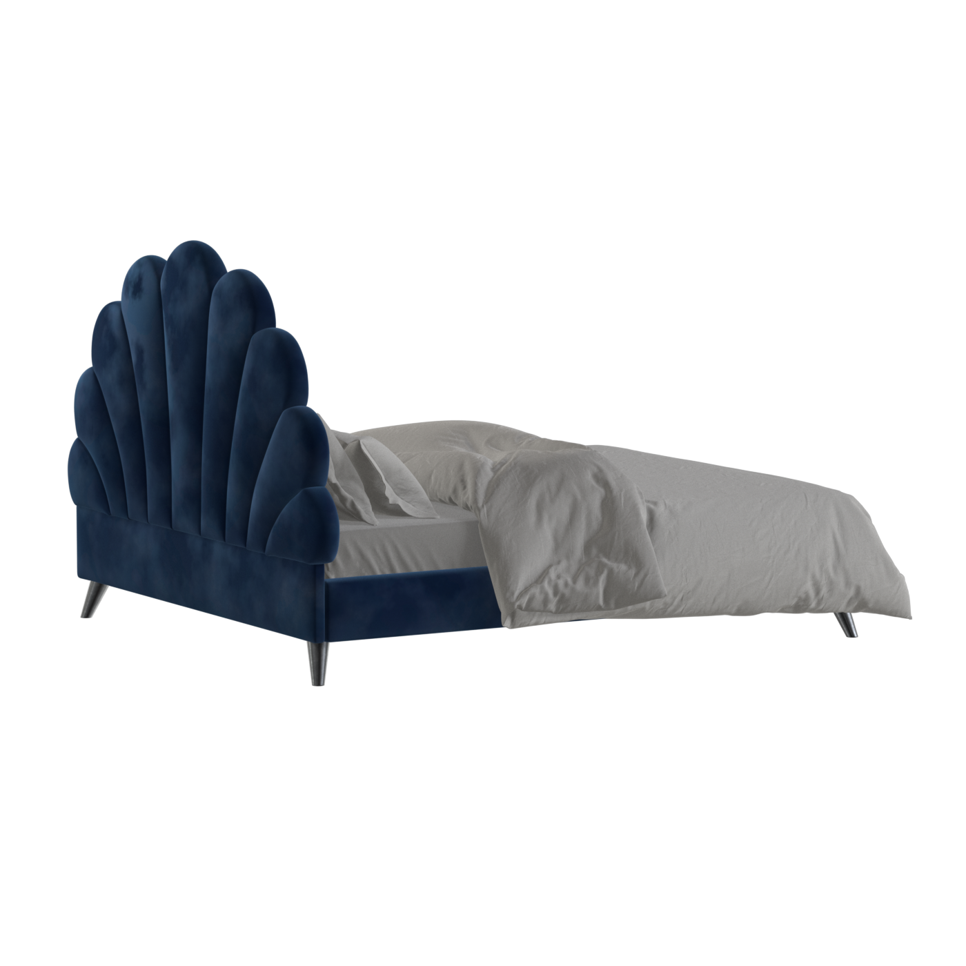 Evelina Curved Headboard Bed in Soft Upholstery