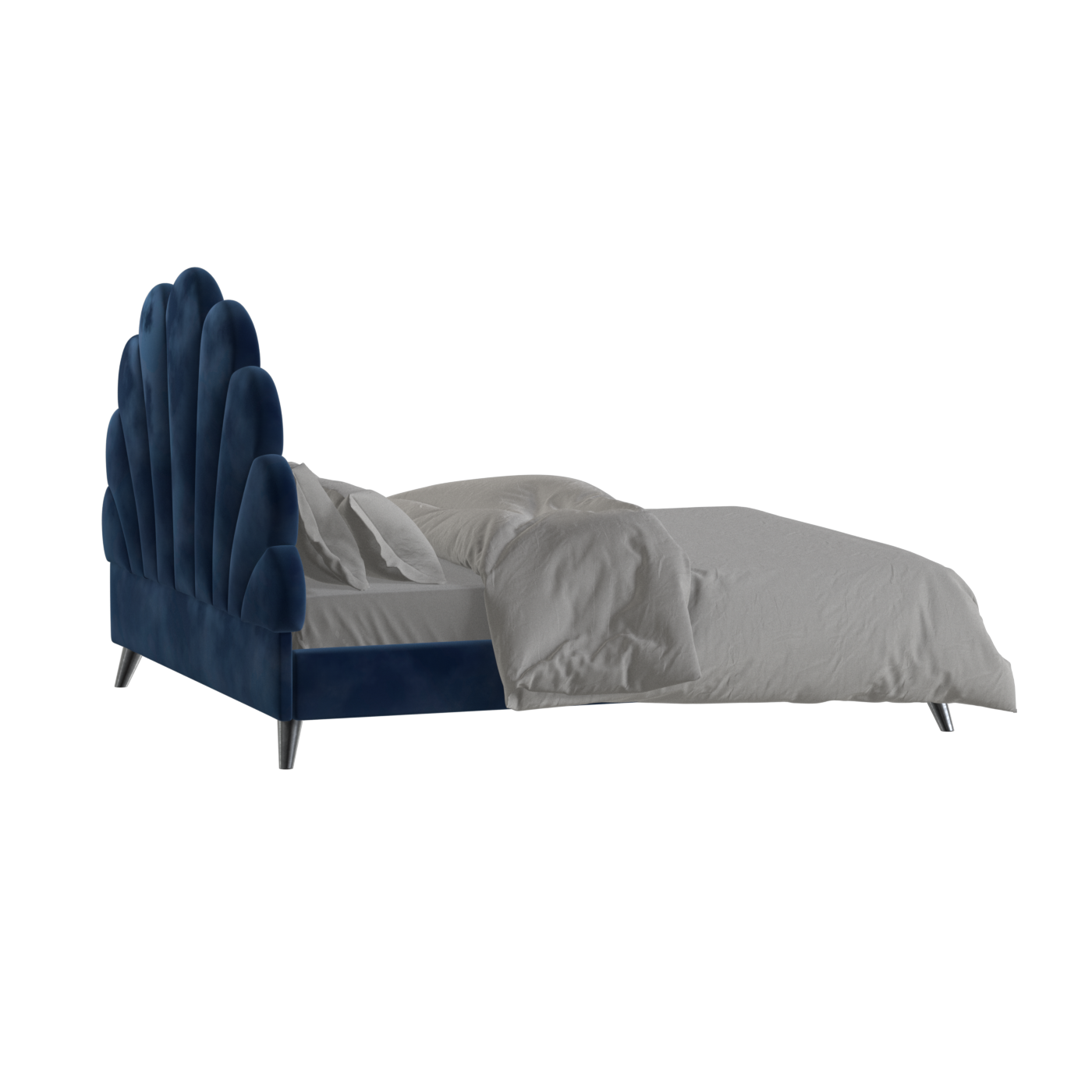 Evelina Curved Headboard Bed in Soft Upholstery