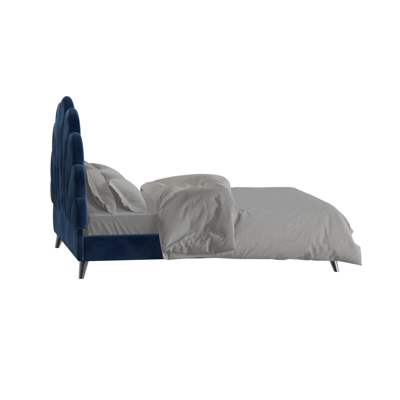 Evelina Curved Headboard Bed in Soft Upholstery