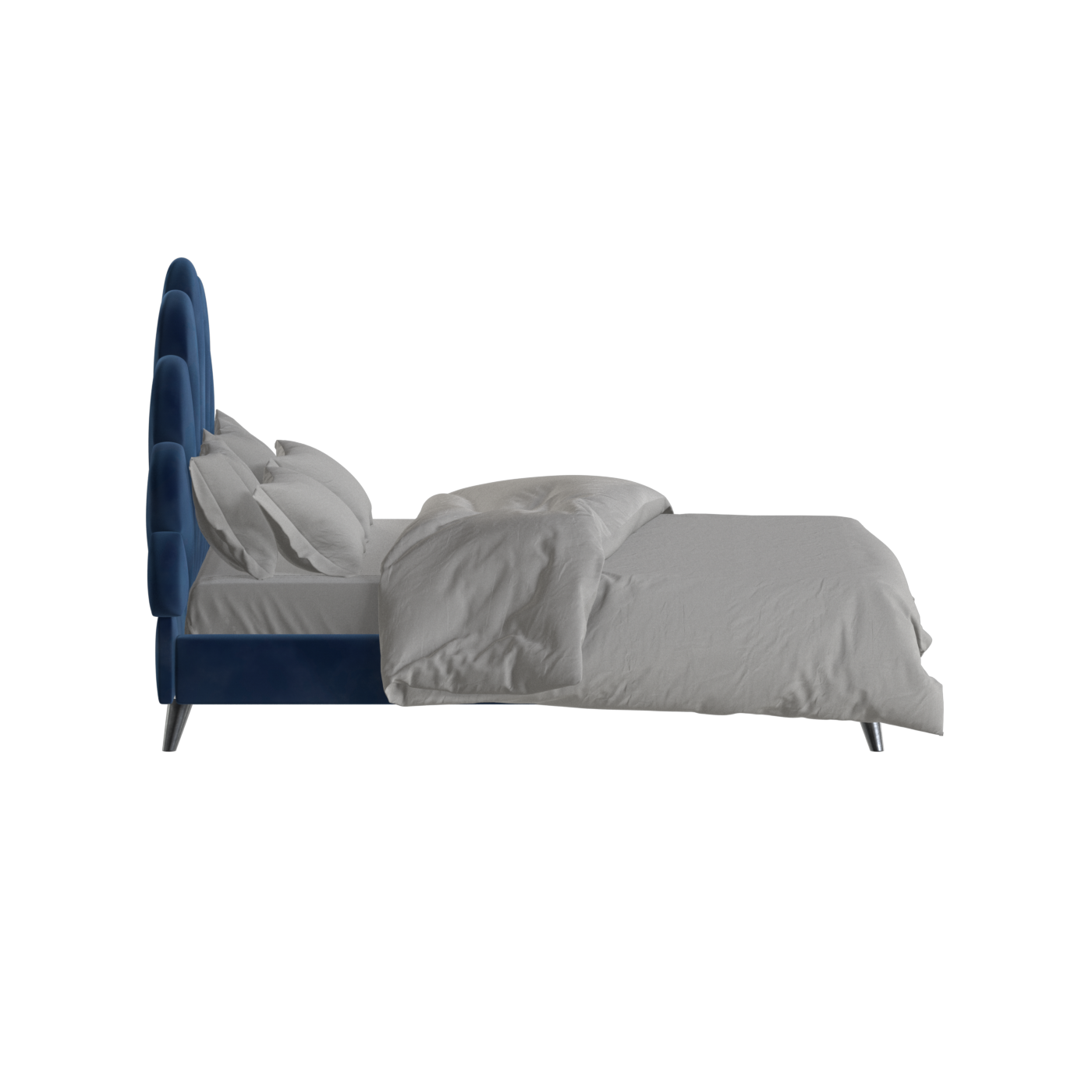 Evelina Curved Headboard Bed in Soft Upholstery