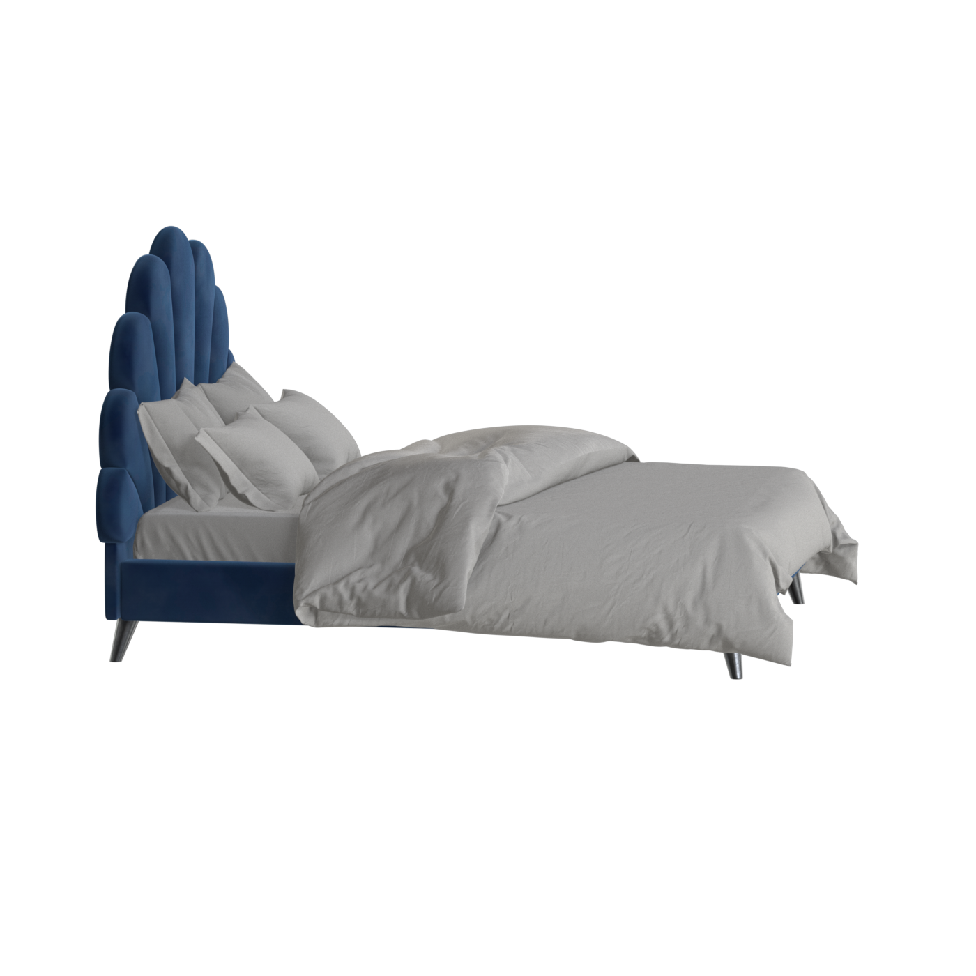 Evelina Curved Headboard Bed in Soft Upholstery