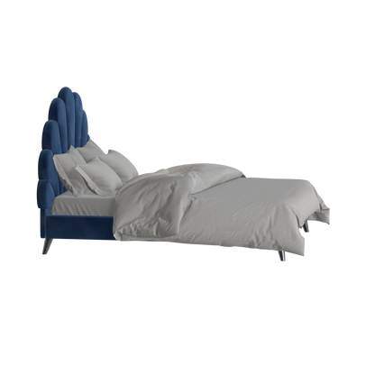 Evelina Curved Headboard Bed in Soft Upholstery