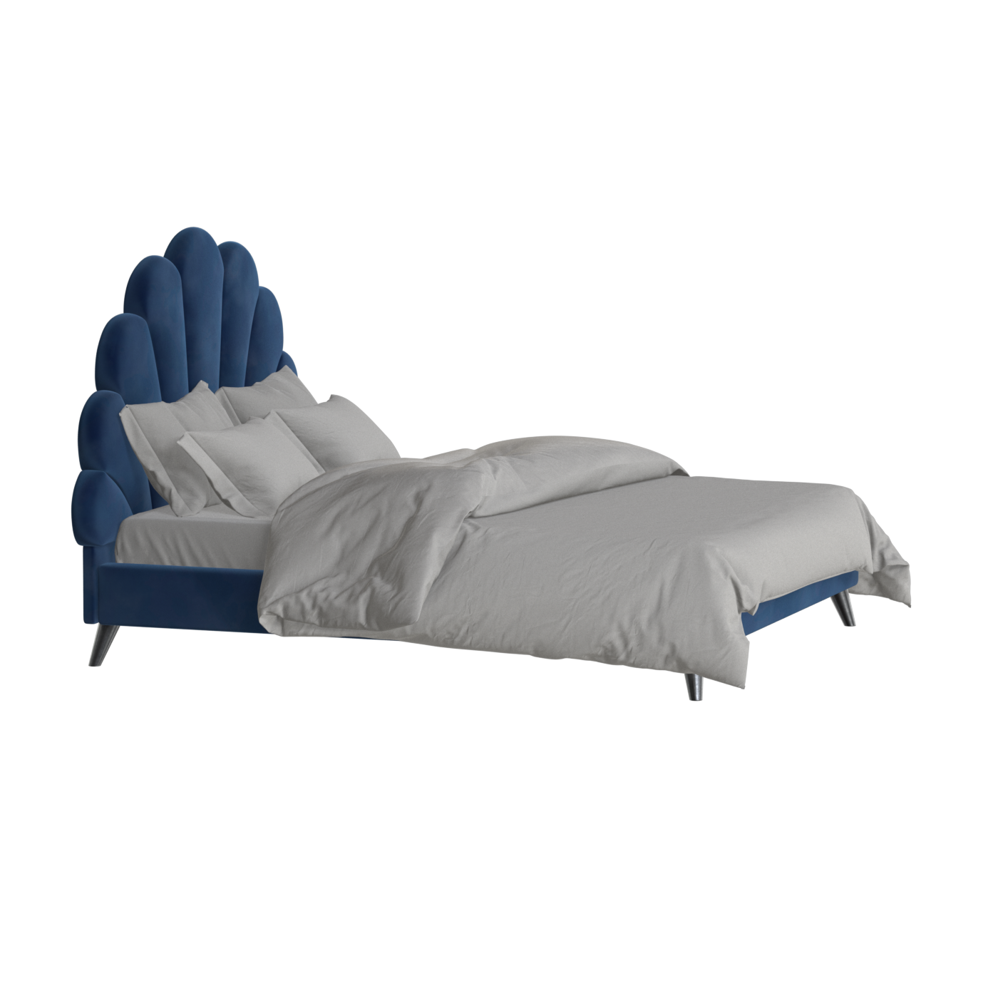 Evelina Curved Headboard Bed in Soft Upholstery