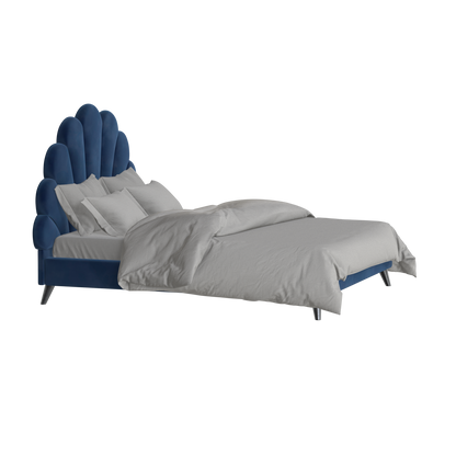 Evelina Curved Headboard Bed in Soft Upholstery