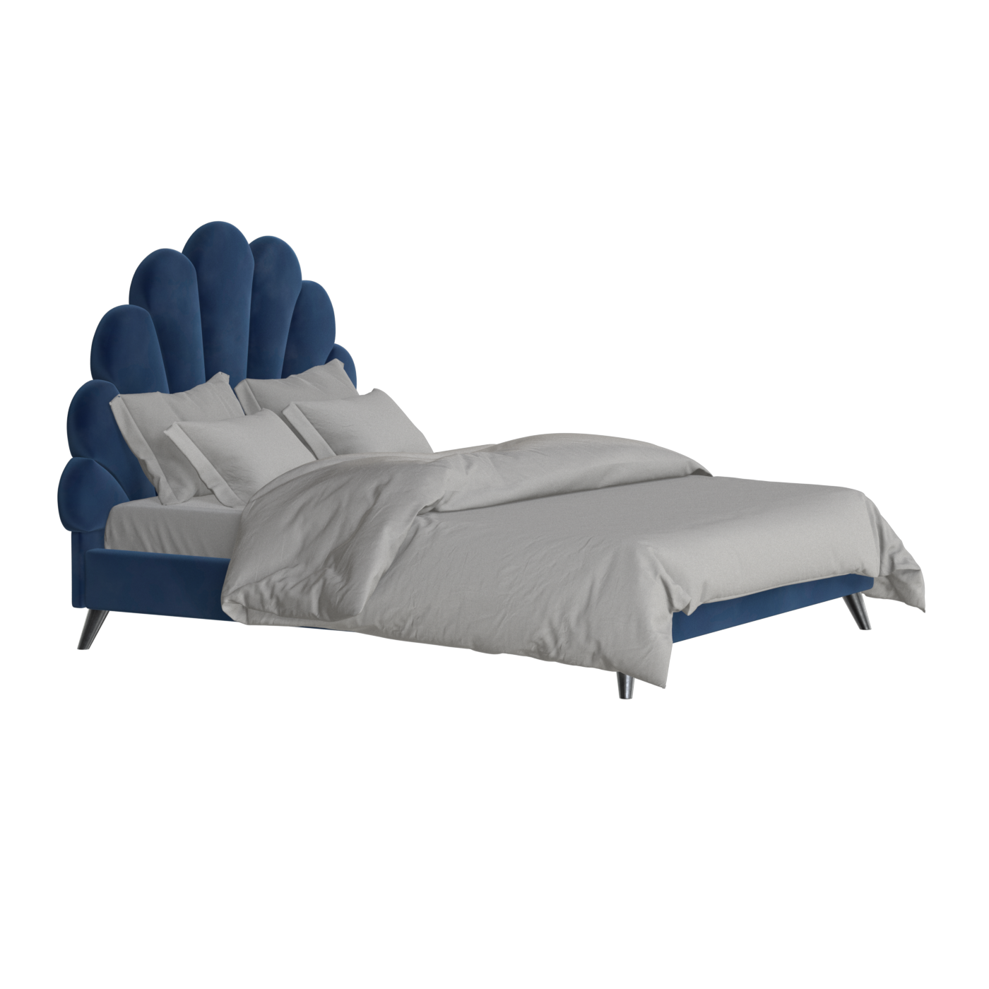 Evelina Curved Headboard Bed in Soft Upholstery