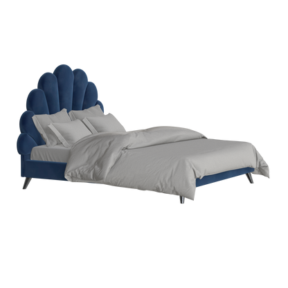 Evelina Curved Headboard Bed in Soft Upholstery