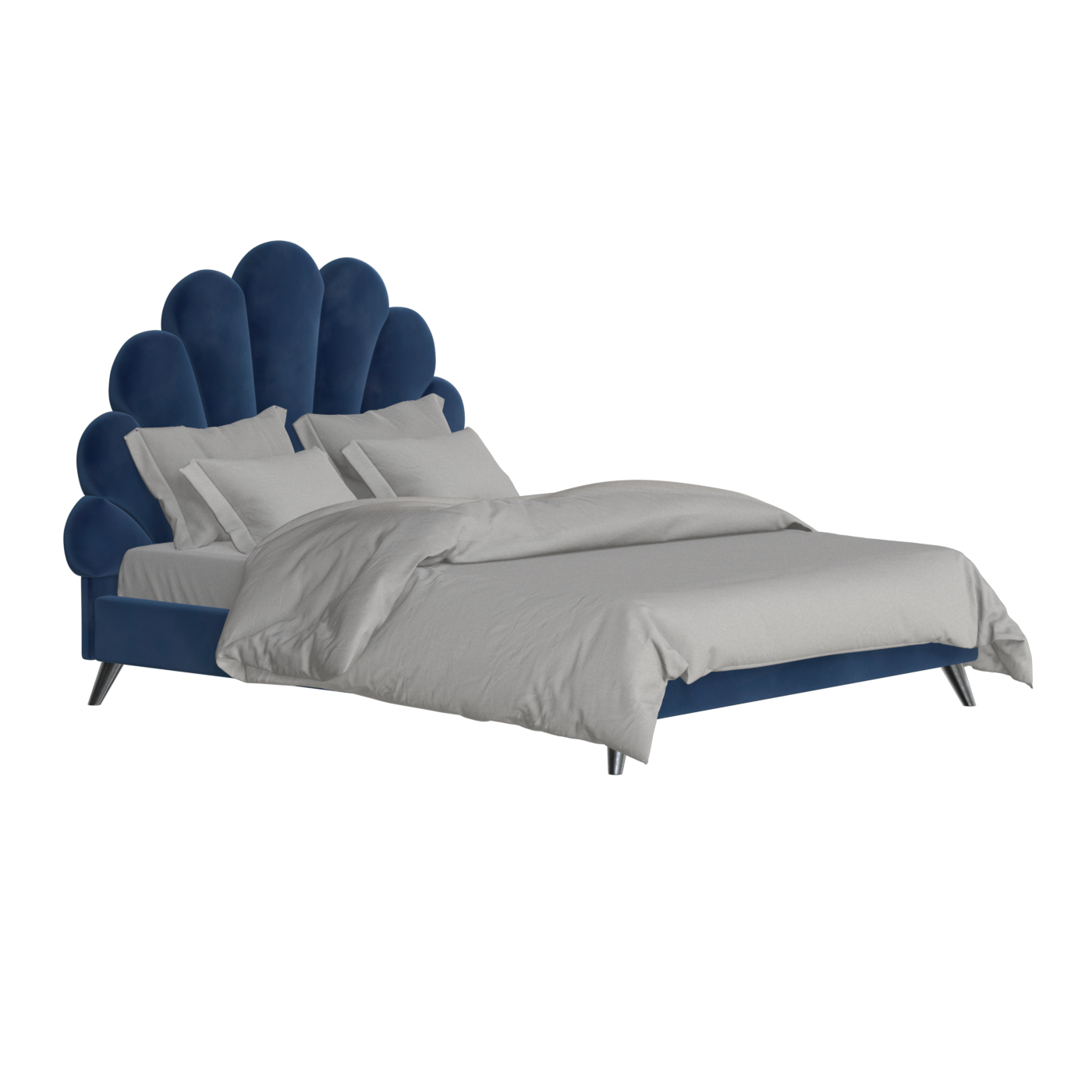 Evelina Curved Headboard Bed in Soft Upholstery
