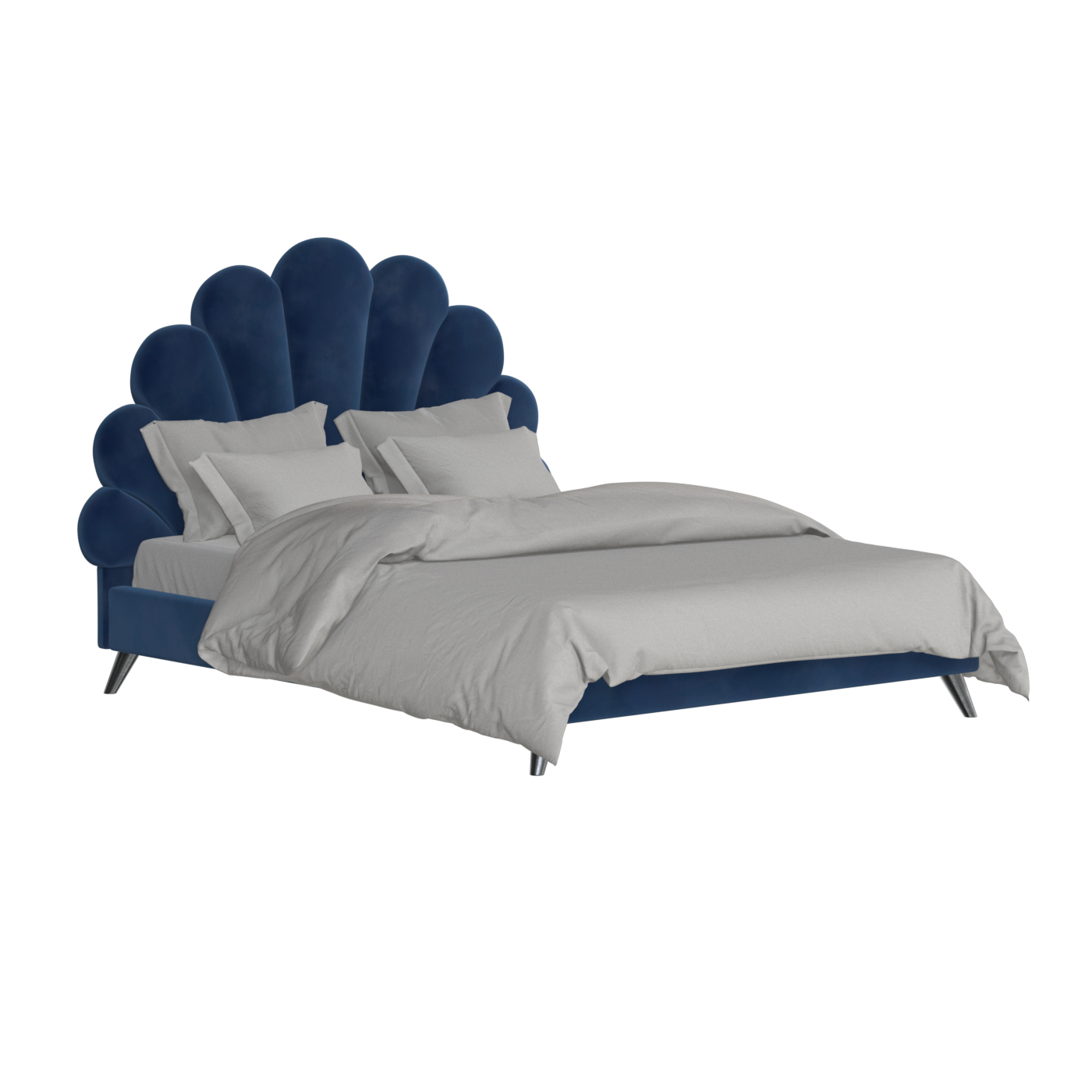Evelina Curved Headboard Bed in Soft Upholstery