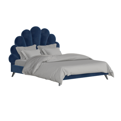 Evelina Curved Headboard Bed in Soft Upholstery