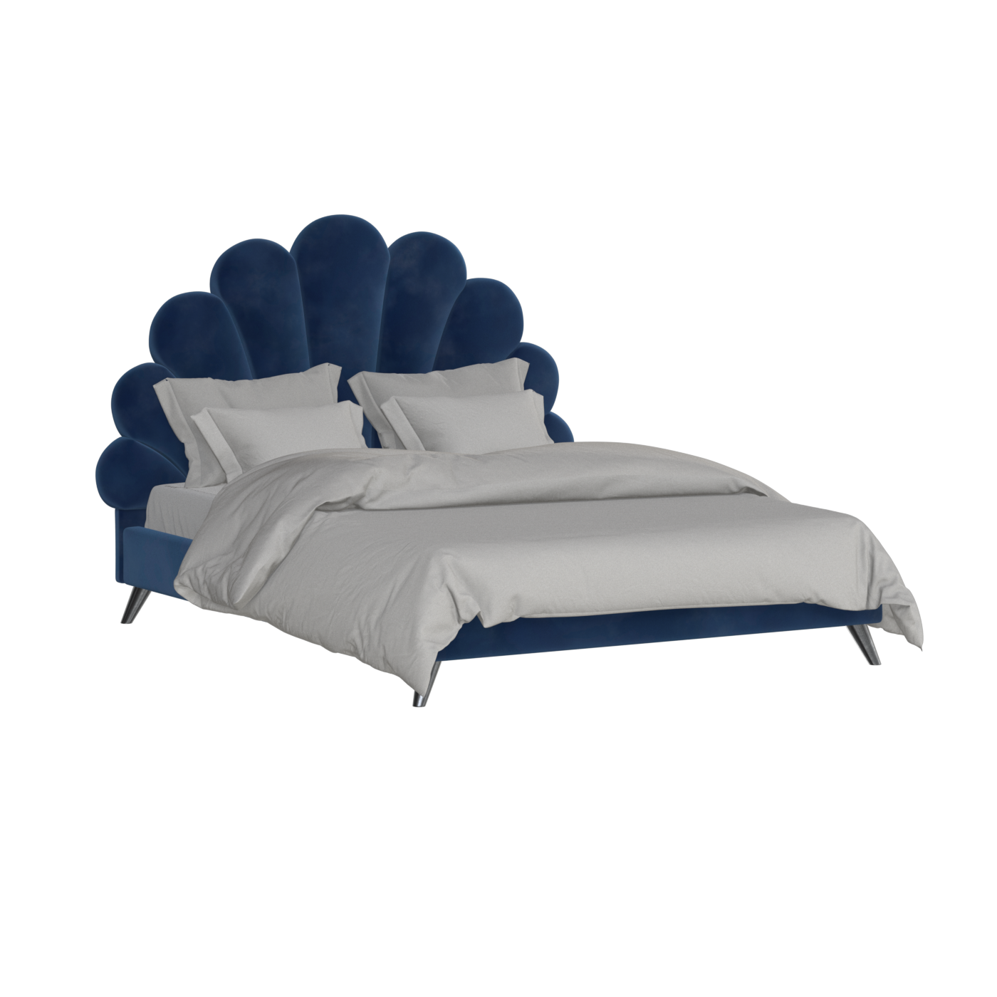 Evelina Curved Headboard Bed in Soft Upholstery