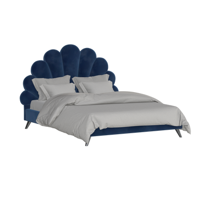 Evelina Curved Headboard Bed in Soft Upholstery