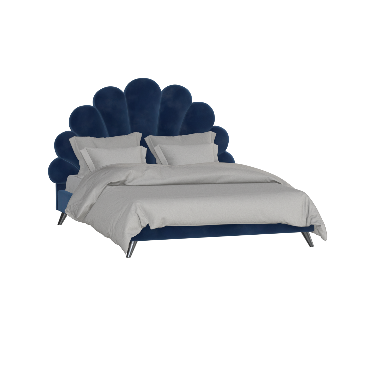 Evelina Curved Headboard Bed in Soft Upholstery