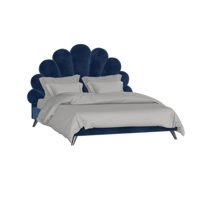 Evelina Curved Headboard Bed in Soft Upholstery