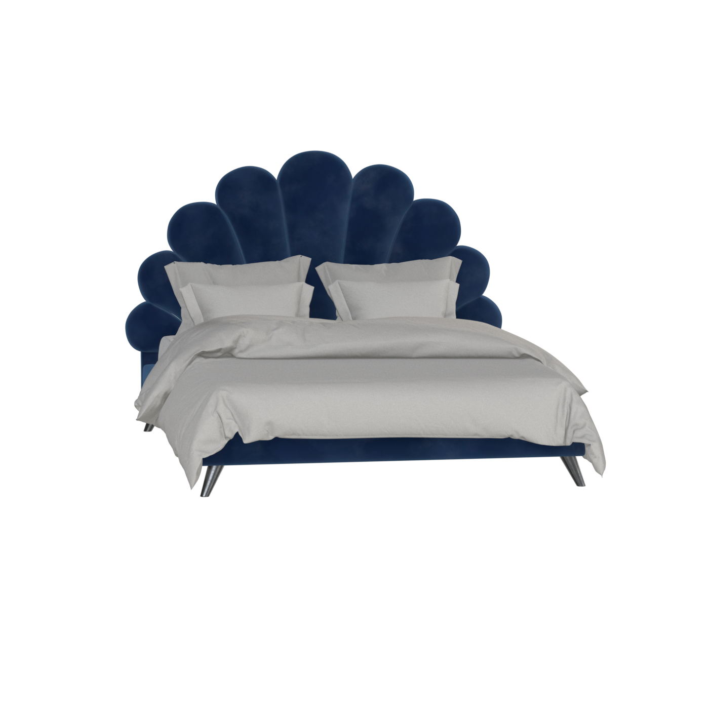 Evelina Curved Headboard Bed in Soft Upholstery