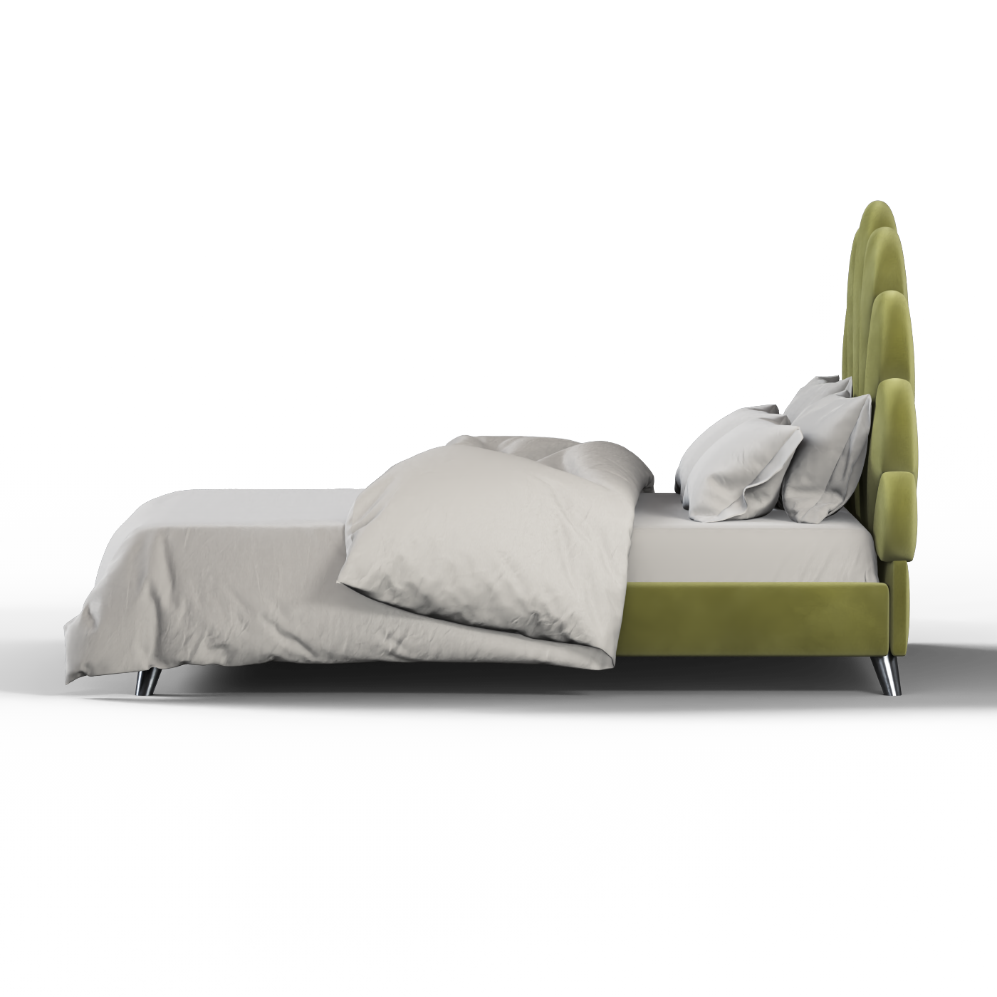 Evelina Curved Headboard Bed in Soft Upholstery