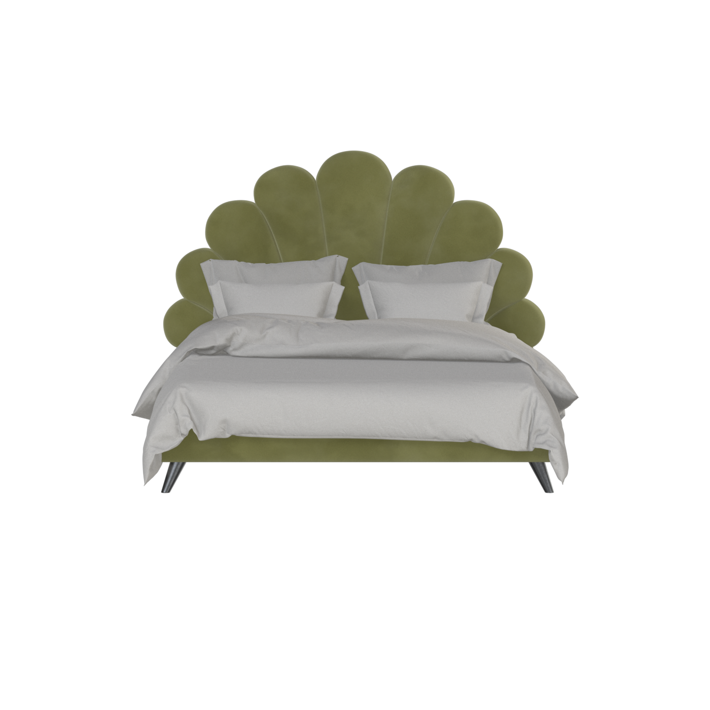 Evelina Curved Headboard Bed in Soft Upholstery