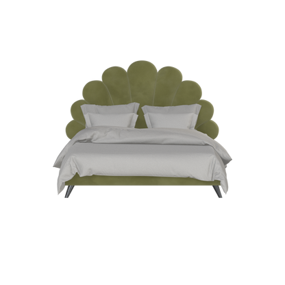 Evelina Curved Headboard Bed in Soft Upholstery