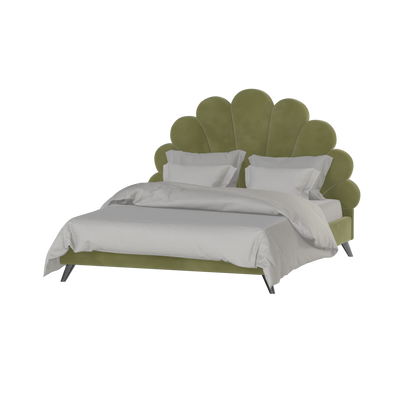 Evelina Curved Headboard Bed in Soft Upholstery