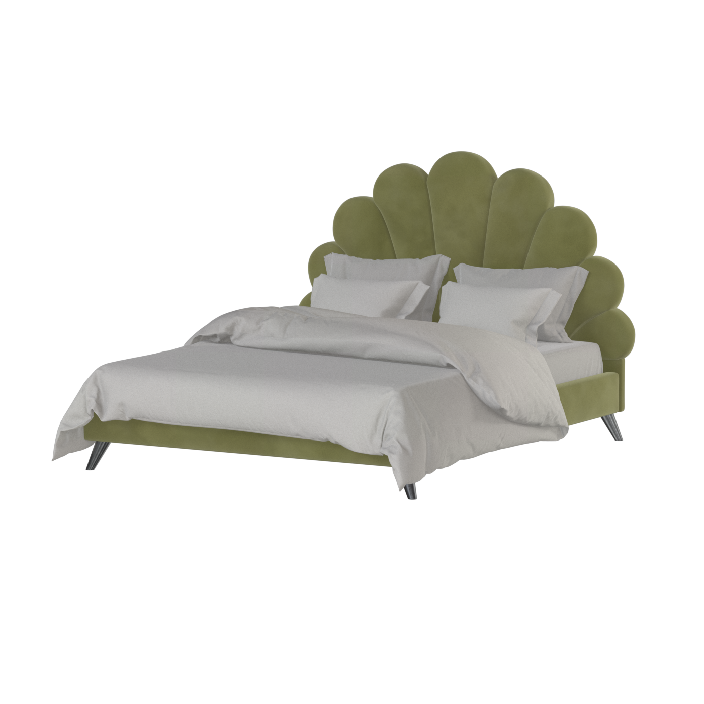 Evelina Curved Headboard Bed in Soft Upholstery