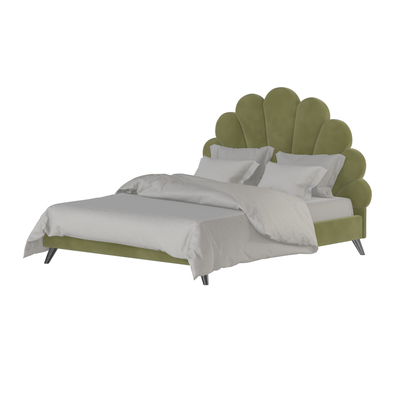 Evelina Curved Headboard Bed in Soft Upholstery