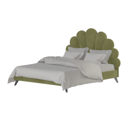 Evelina Curved Headboard Bed in Soft Upholstery