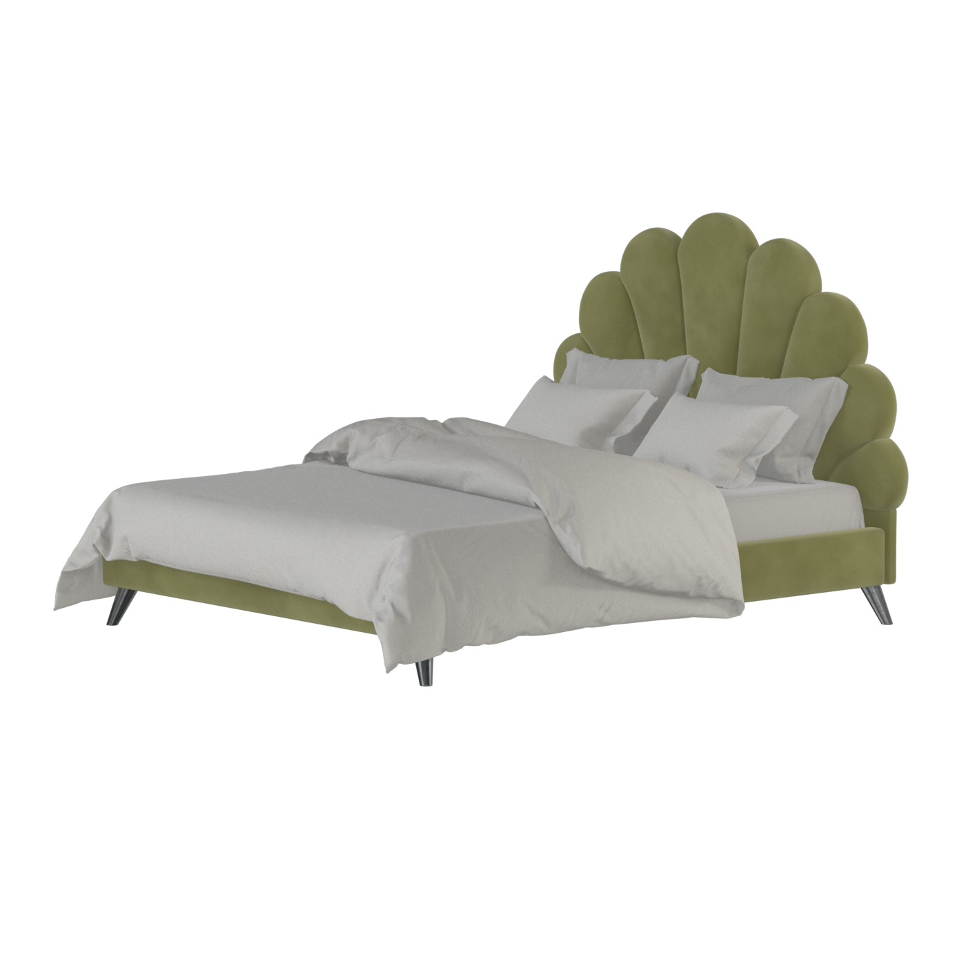 Evelina Curved Headboard Bed in Soft Upholstery