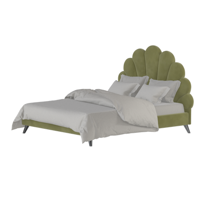 Evelina Curved Headboard Bed in Soft Upholstery