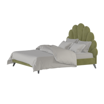 Evelina Curved Headboard Bed in Soft Upholstery