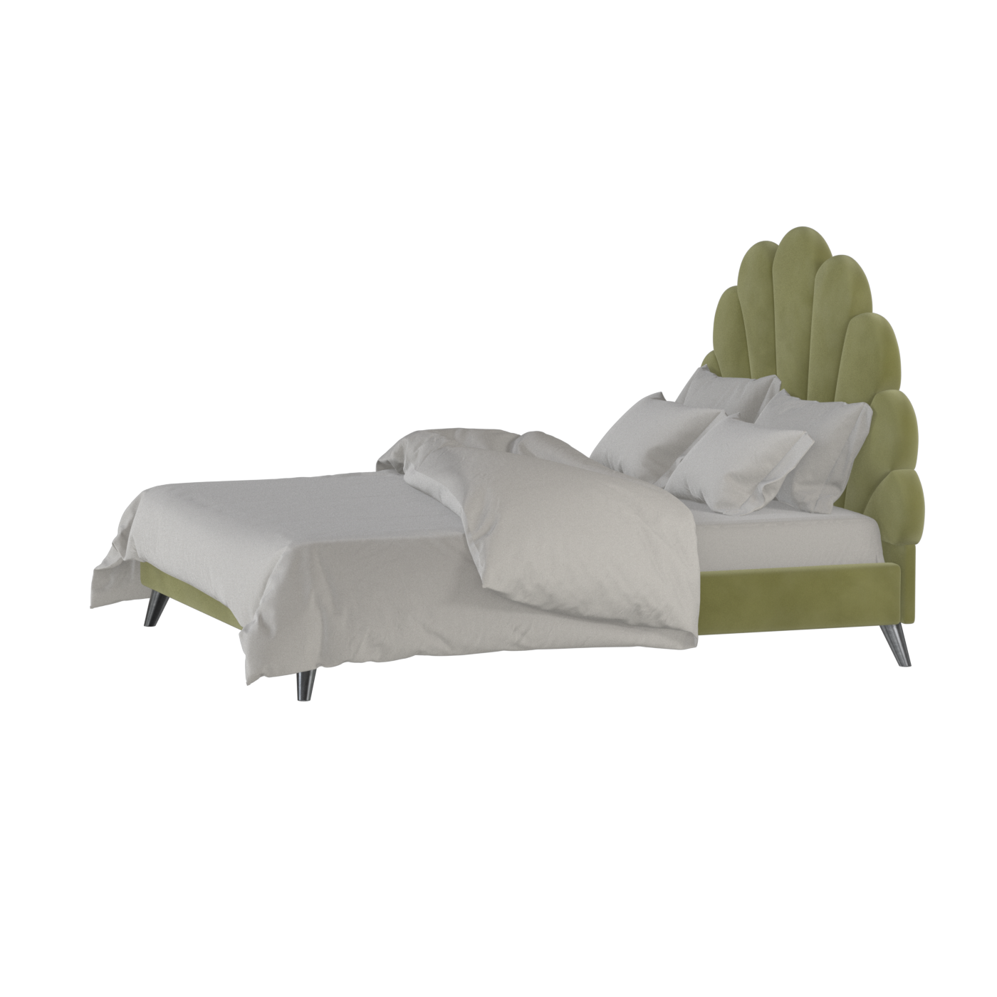 Evelina Curved Headboard Bed in Soft Upholstery