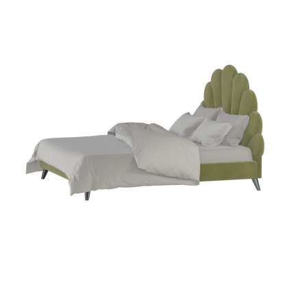 Evelina Curved Headboard Bed in Soft Upholstery