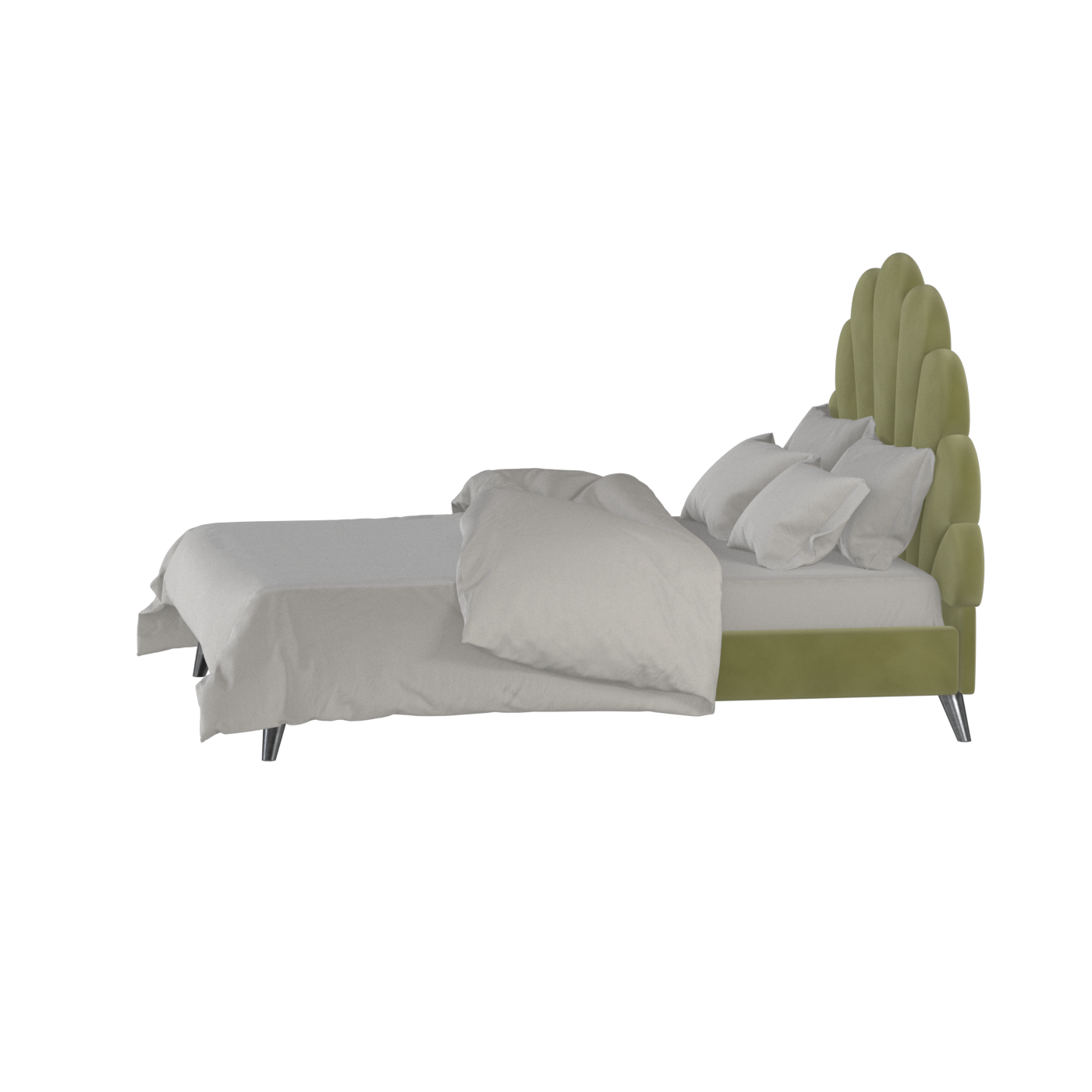 Evelina Curved Headboard Bed in Soft Upholstery