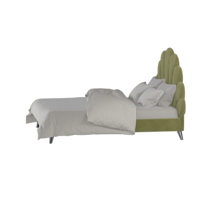 Evelina Curved Headboard Bed in Soft Upholstery